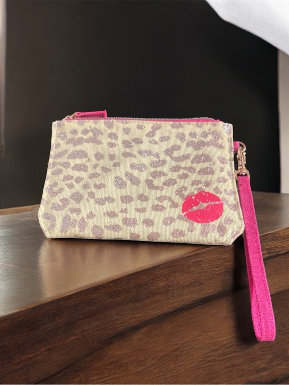 Betsey Johnson Glitter Lip Wristlet